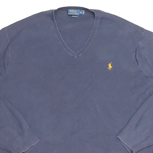 Polo Ralph Lauren Sweater Mens Size XL Blue V Neck Long Sleeve Pima Cotton - Picture 2 of 7